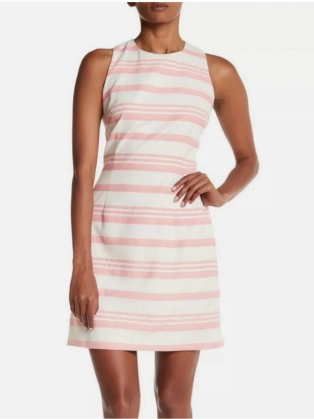 cupcakes & cashmere Pink and White Striped Sleeveless Shift Dress
